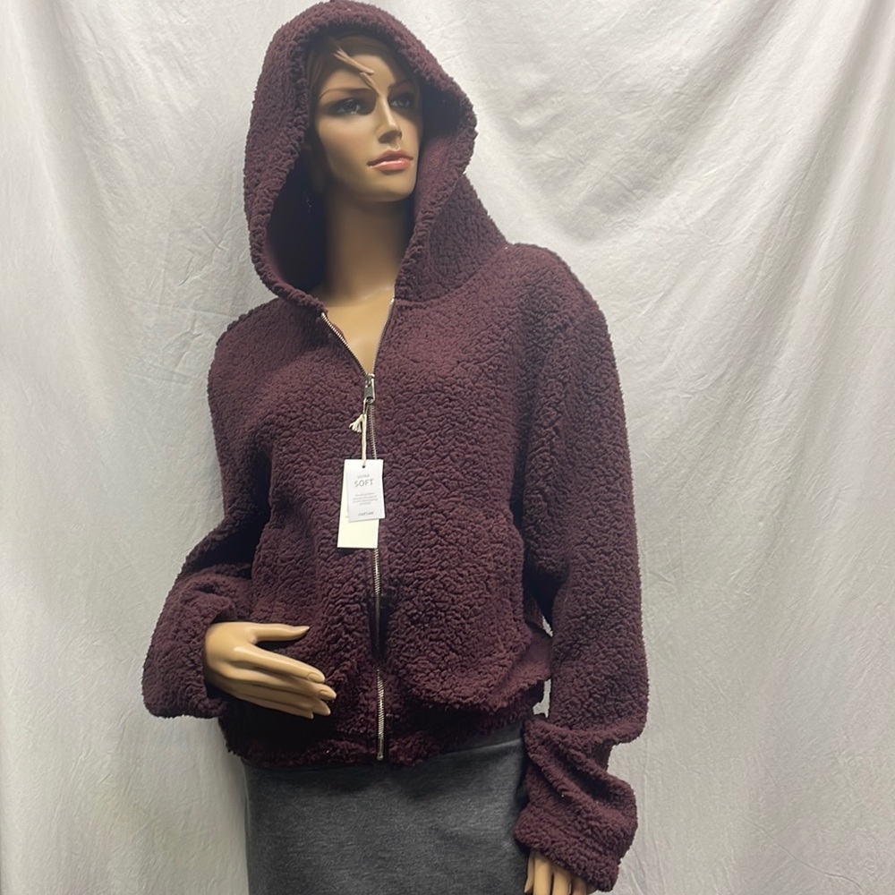 Reflex Women's Plum Sherpa Full Front Zipper Jacket NEW